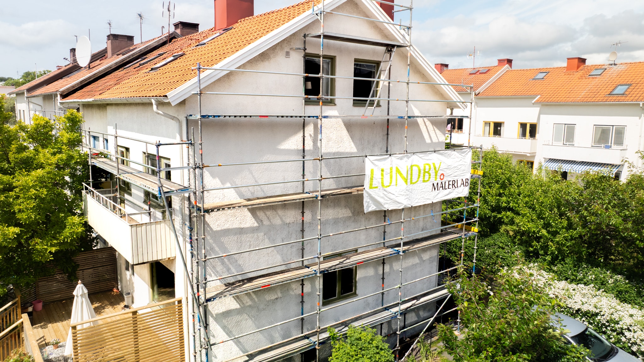 Fasadtvätt utförd av Lundby Måleri i Göteborg