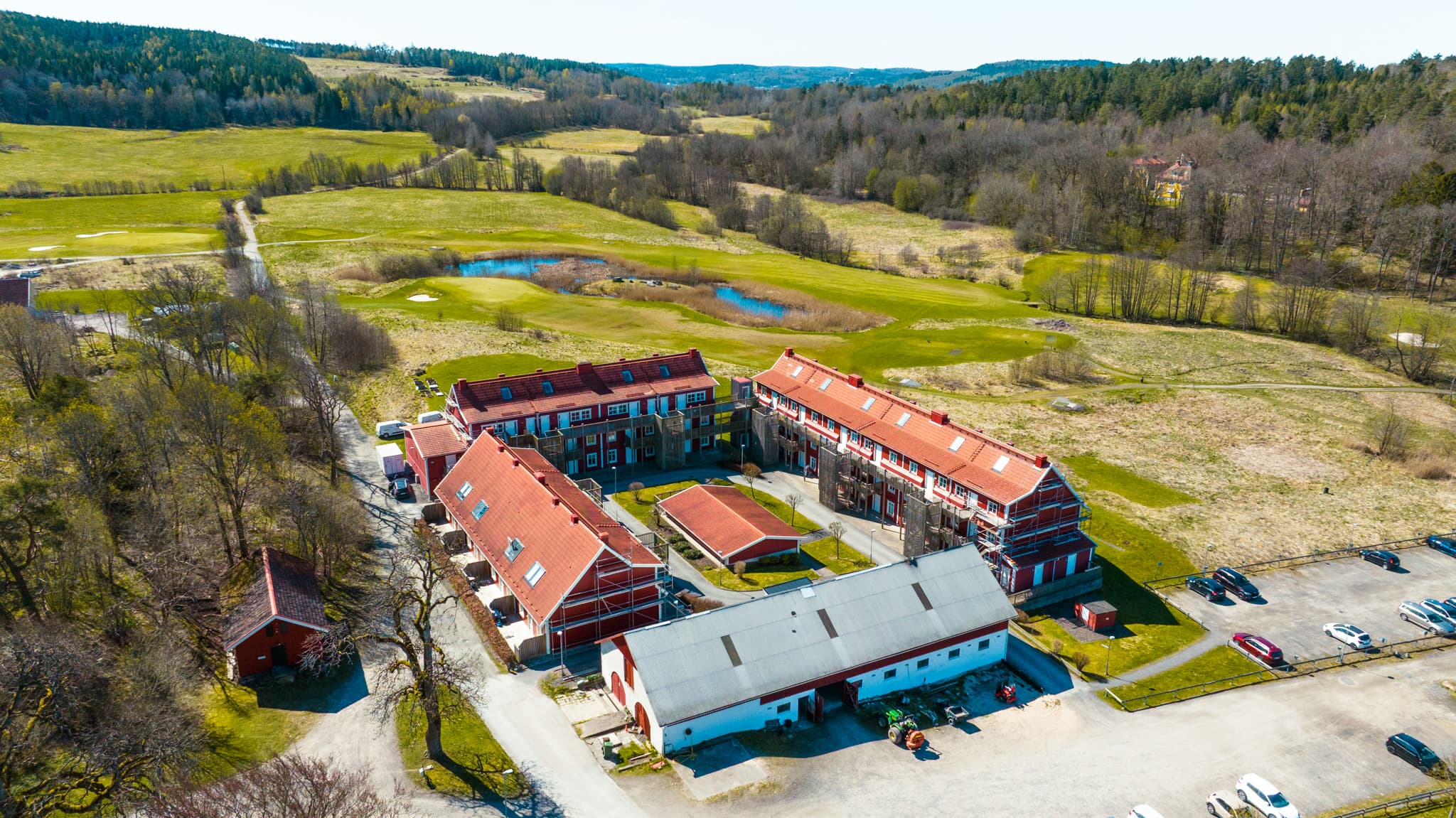 Drönarbild över fastighetsprojekt i Nödinge